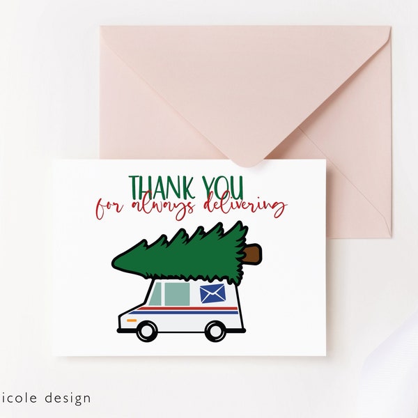 Mail Carrier Christmas Cards, Christmas Card for Mailman, Mail Carrier Thank You Cards, Gift for Mailman, Postal Worker Christmas Card