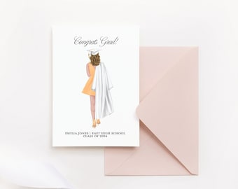 Personalized Graduation Card, Customized Graduation Gifts for Girls, Custom Congratulations Card for Graduate, Card for Class of 2024