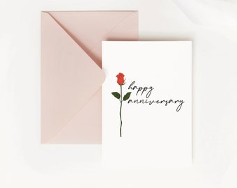 1 Year Anniversary Card for Boyfriend, Happy Anniversary Card for Couple, Marriage Anniversary Gifts, Anniversary Card for Her, Rose Card