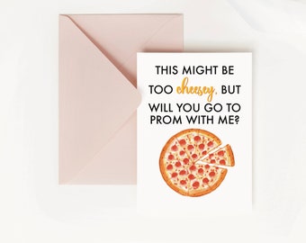 Prom Proposal Card for Boyfriend, Promposal Ideas, Promposal Card for Girlfriend, Prom Gifts for Her, Punny Cards, Pizza Lover Gift