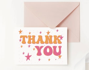 Conjunto de tarjetas de agradecimiento, tarjetas de agradecimiento rosa para niños, fiesta de cumpleaños gracias, lindas tarjetas de notas de agradecimiento, regalo de agradecimiento para un amigo