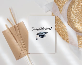 PRINTABLE Simple Graduation Card for Her, Congrats Grad Card for Him, Graduation Cap Card, Gift for 2024 Graduate, Graduation Gift