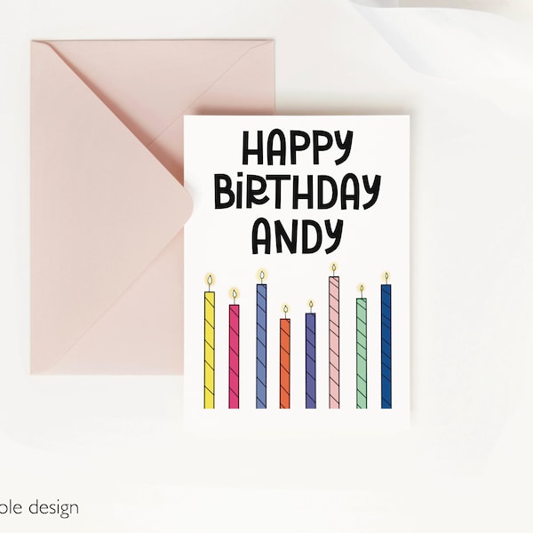 Custom Happy Birthday Card, Personalized Birthday Card for Best Friend, Candle Birthday Card for Him, Bday Card for Her, Kid Birthday Gift