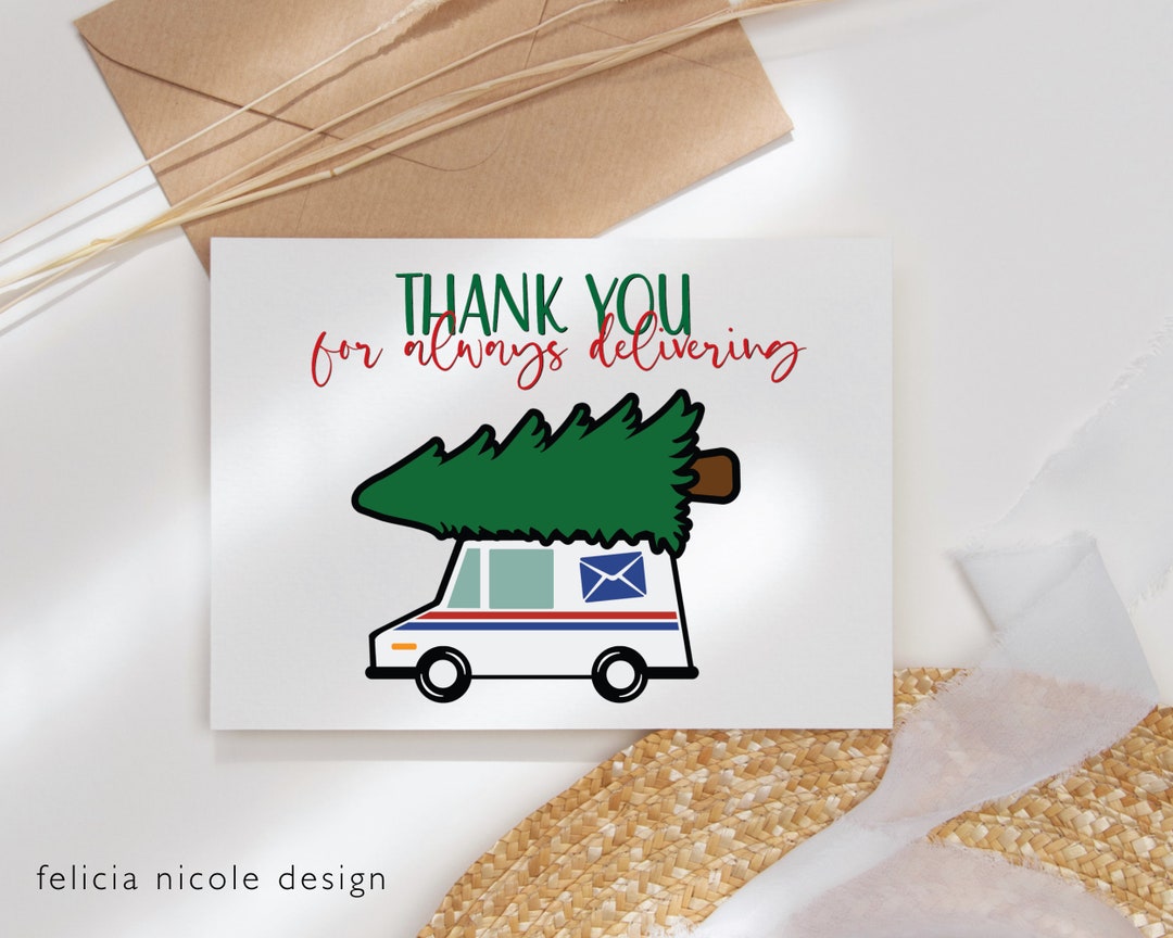PRINTABLE Christmas Card for Mailman, Downloadable Christmas Card for ...