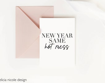 New Year Same Hot Mess, Funny New Years Cards, Happy New Year Cards 2024, New Year Card Set, Greeting Cards New Years, New Year Gift for Her