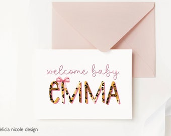 Custom Welcome Baby Greeting Cards, Baby Shower Card Girl, New Baby Congratulations Card, Card for Baby Shower, Welcome Baby Girl Gift