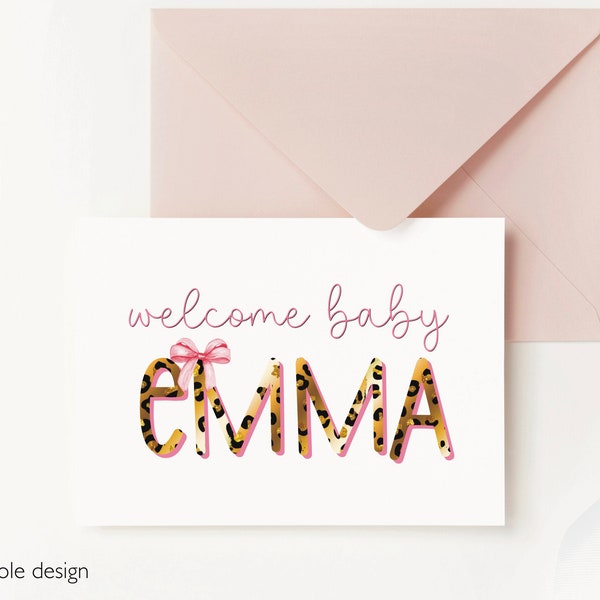 Custom Welcome Baby Greeting Cards, Baby Shower Card Girl, New Baby Congratulations Card, Card for Baby Shower, Welcome Baby Girl Gift