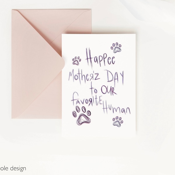 Mothers Day Card from Dog, Happy Mothers Day Dog Mom, Card for Cat Mom, Mom of Dogs, Gift for Dog Lovers, Dog Mom Gift for Mothers Day
