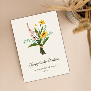 Printable Birthday Card with Simple Flower Design - Print at Home | Birthday Card, Printable | Invite Instant Digital Download 5x7 PDF