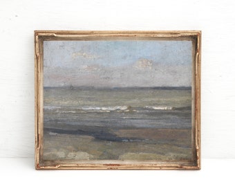 Antique Seascape Oil Painting, Beach decor, Coastal decor, Printable Painting