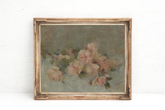 Still Life Floral Painting Vintage Flower Painting Pastel Etsy