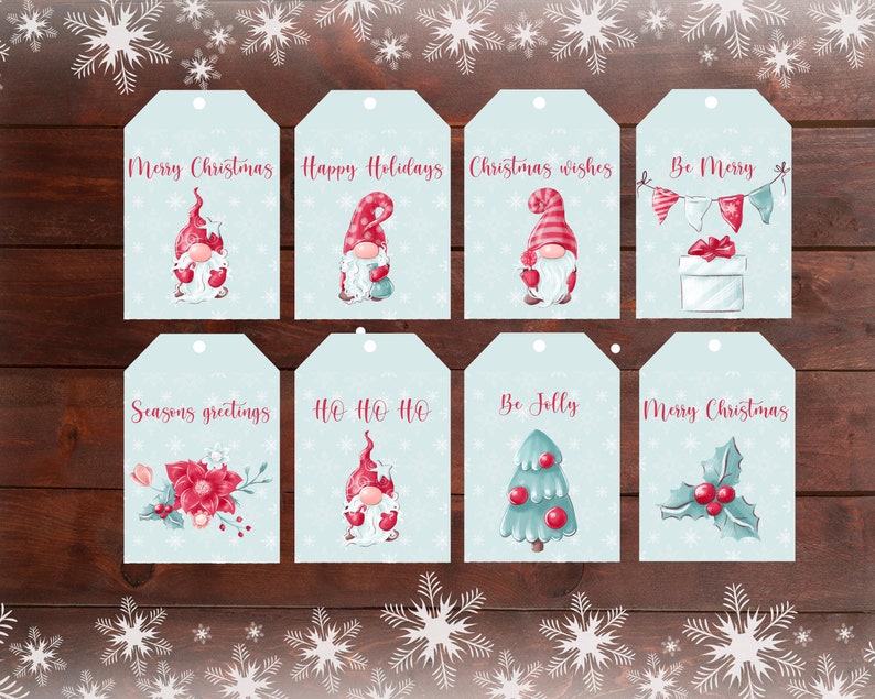 Gnome Christmas Gift Tags Gnome Christmas Tags Cute | Etsy