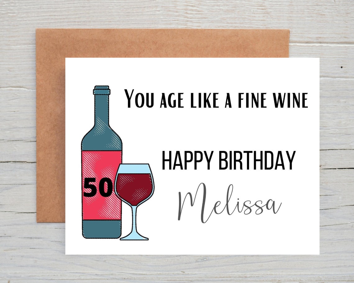 You age like a fine wine personalised birthday card Etsy