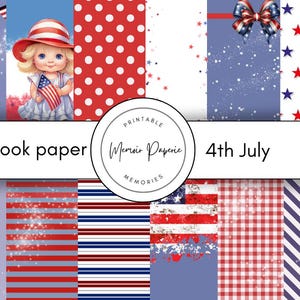 Girl first 4th of July scrapbook paper digital 4th of July printable scrapbook paper baby girl my first 4th of July scrapbook paper
