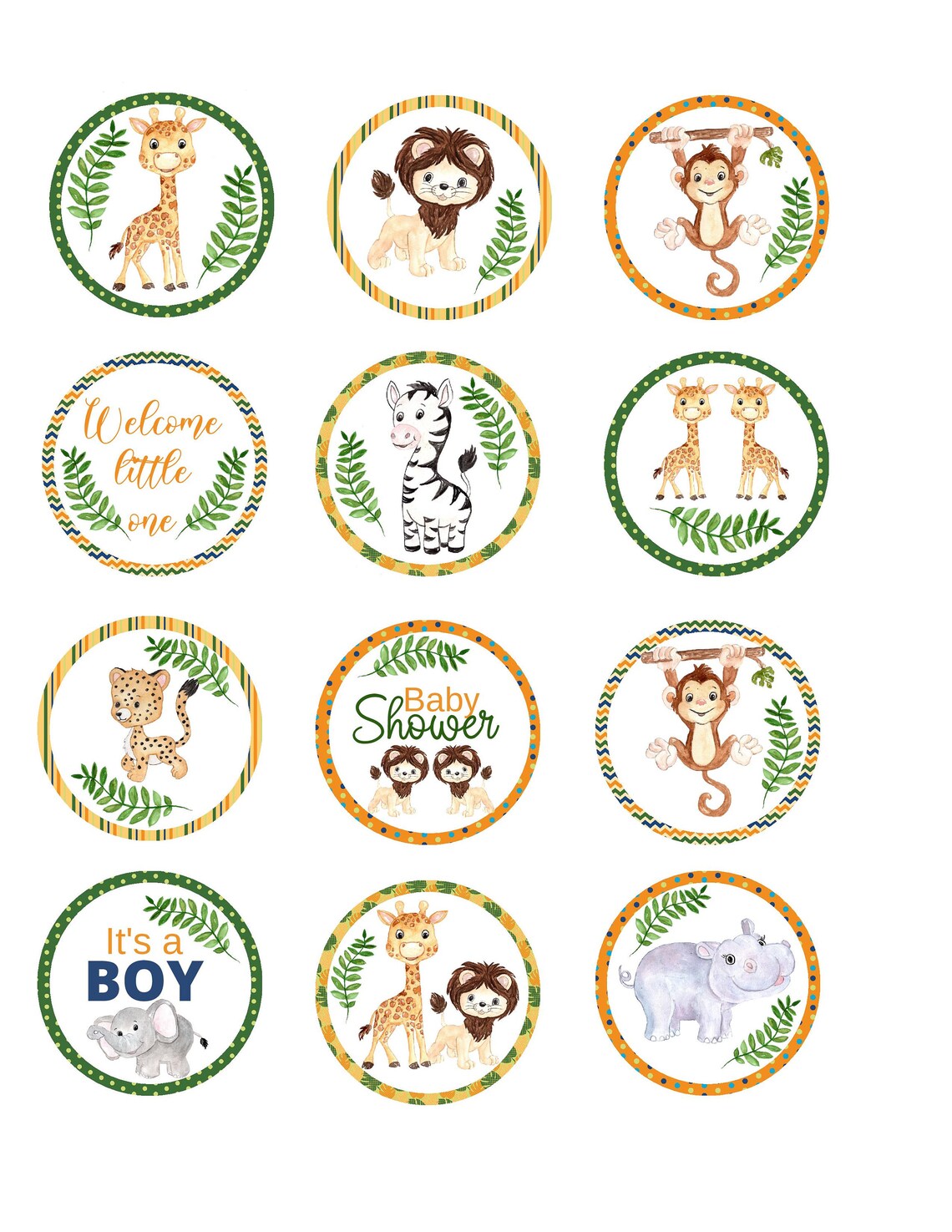 Safari Animal Cupcake Topper Safari Cupcake Topper Baby Etsy