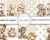 Baby Woodland Animals Scrapbook Paper (Digital Download)