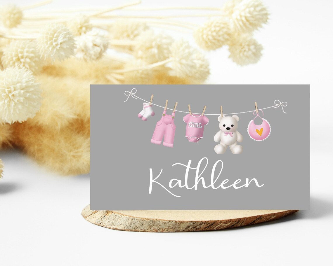 Baby Shower Place Cards, Baby Shower Table Decor, Name Place Cards