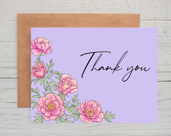 Floral thank you card, Floral greeting cards, Floral card blank, Thank you card digital, Thank you card friend, Teacher appreciation card