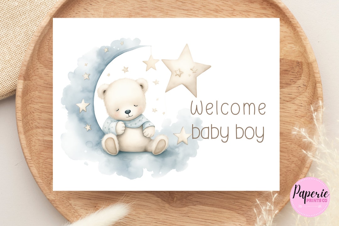 Welcome Baby Boy Card - DIGITAL Download - Printable Welcome Baby Boy ...