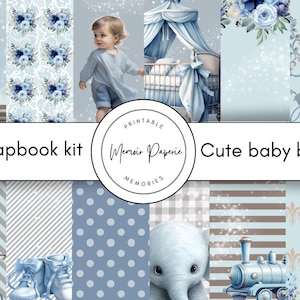 Afdrukbare plakboekkit babyjongen babyjongen digitale plakboekkit afdrukbare papieren versieringen babyjongen