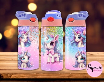 Unicorn kids 12oz tumbler png design Unicorn png design for kids flip top 12 oz tumbler Unicorn flip top tumbler png