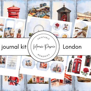 London Reise Junk Journal Kit, London Urlaub Junk Journal Kit, London Reisejournal Seiten und Ephemera zum Ausdrucken