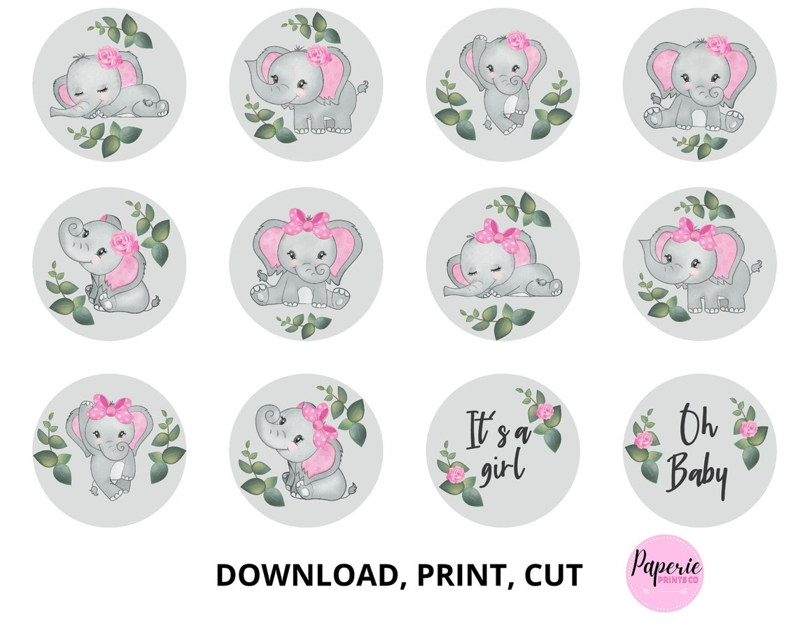 Elephant cupcake toppers printable Baby shower cupcake Etsy