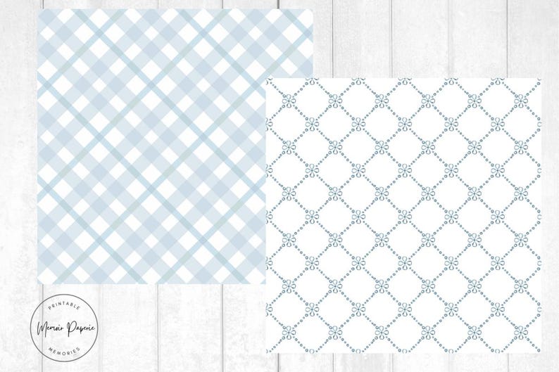 Blue Patterned Scrapbook Paper: Junk Journal Backgrounds (digital ...