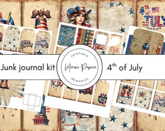 4th of July Junk Journal Kit: Independence Day Ephemera (Digital Download)