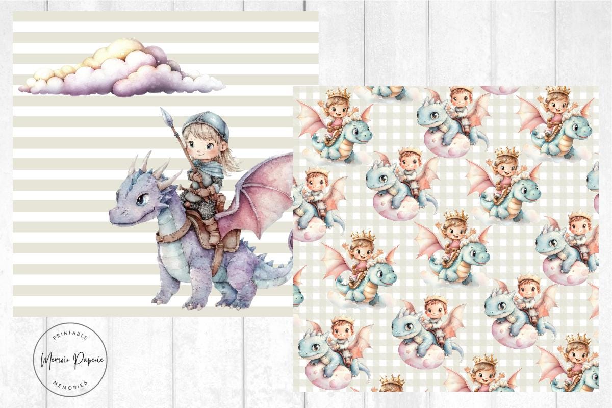Baby Dragon Scrapbook Kit: Printable Paper & Embellishments (digital ...