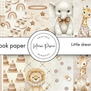 Papel para álbum de recortes con estampados de bebé: patrones imprimibles de género neutro (descarga digital)