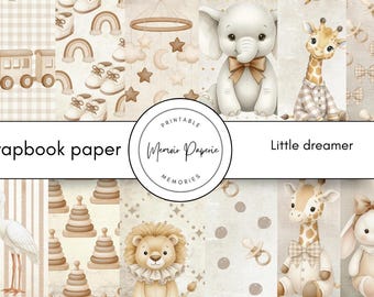Baby Patterned Scrapbook Paper: Gender Neutral Printable Patterns (Digital Download