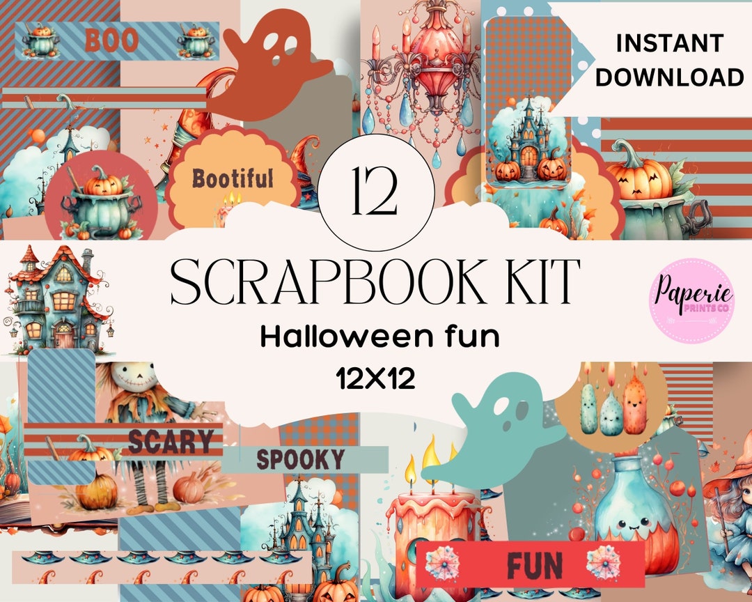 Halloween Scrapbook Kit Printable Digital Halloween Scrapbook Etsy