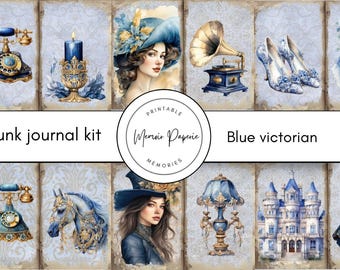 Blue Victorian Junk Journal Kit: Independence Day Ephemera (Digital Download)