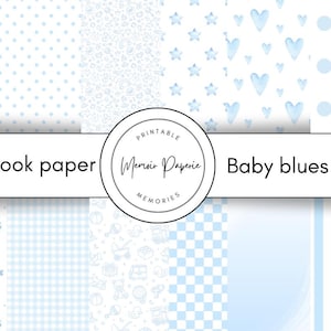 Baby blue scrapbook paper, Baby boy blue patterned paper, Baby blue scrapbook paper printable, Newborn baby boy blue scrapbook paper