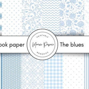 Papel digital azul para álbumes de recortes de 30 x 30 cm, juego de 12 papeles azules imprimibles para álbumes de recortes, descarga digital de papel azul para álbumes de recortes