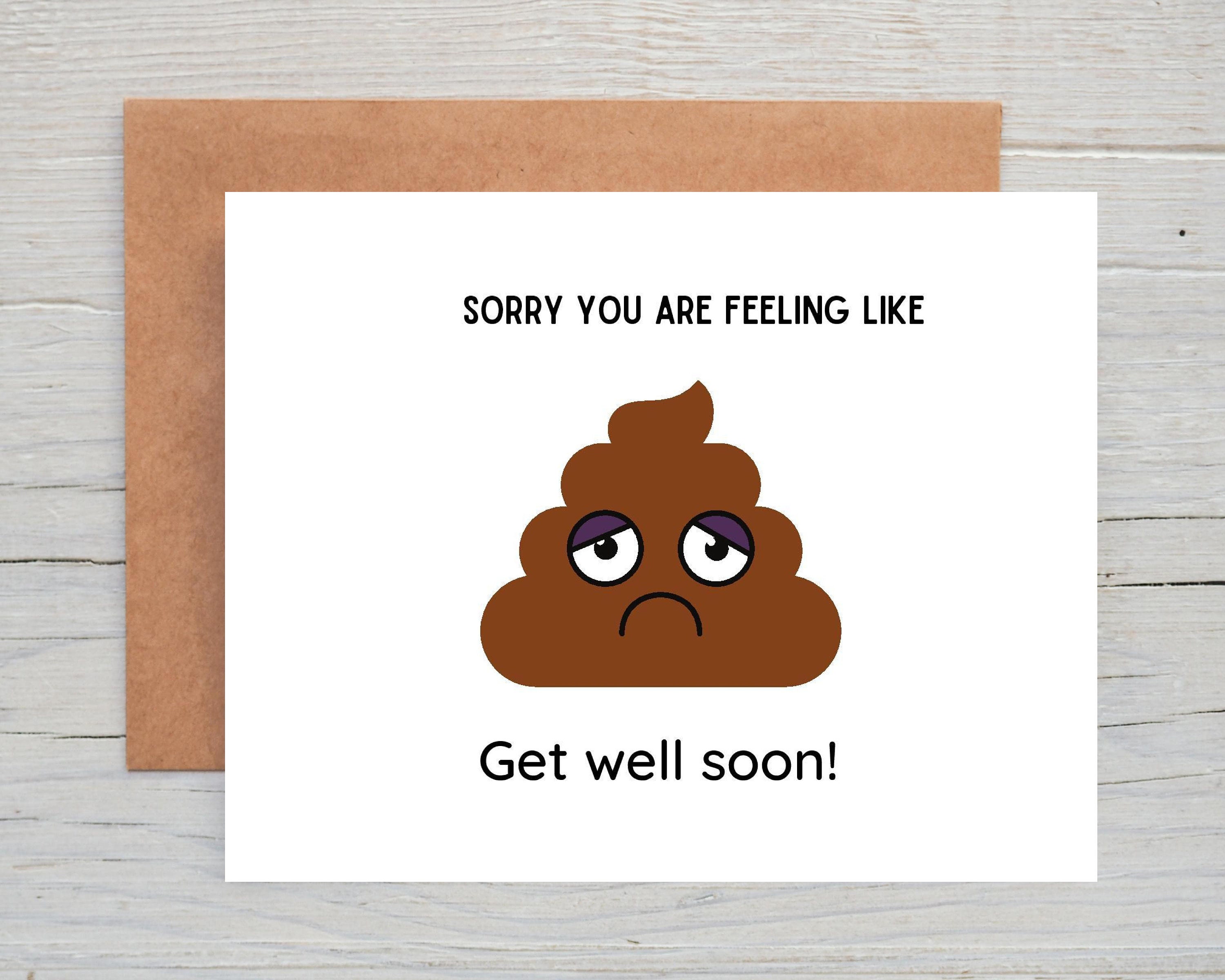 Funny poop emoji get well soon card Funny well wishes card | Etsy