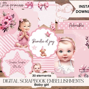 Baby scrapbook embellishments digital embellishments digital scrapbooking elements baby girl scrapbook stickers