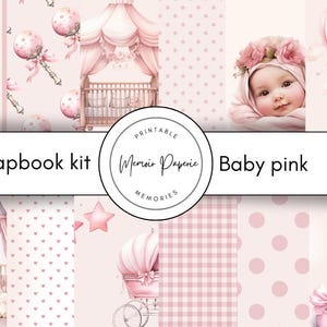 Pastell rosa Baby Mädchen Scrapbook Kit, Neues Baby Mädchen Scrapbook Kit zum Ausdrucken, Pastell rosa Baby Girl Scrapbook Kit digital, Baby Girl Scrapbook