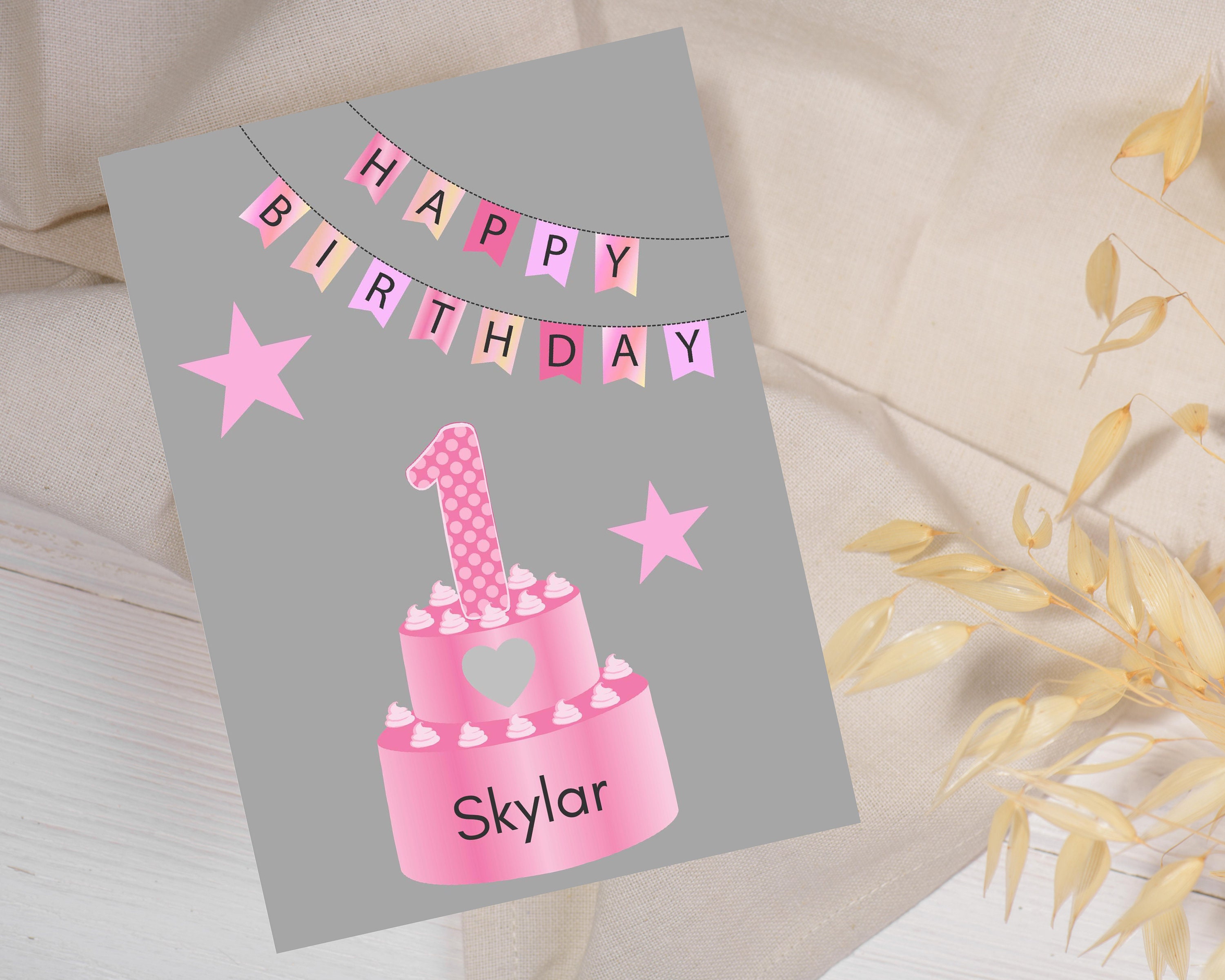Personalised 1st Birthday Card, Personalised Girls Birthday Card