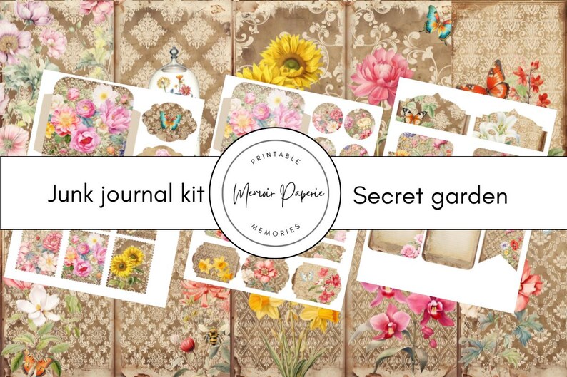 Secret Garden Floral Junk Journal Kit: Printable Ephemera & Pages ...