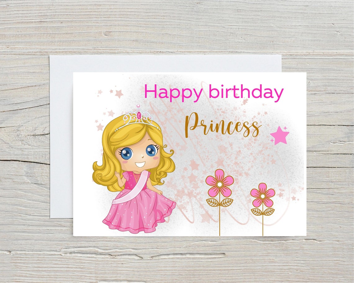 Princess Birthday Card for Girls Happy Birthday Princess - Etsy