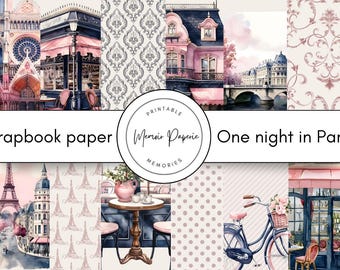 Paris Scrapbook Papier: Junk Journal Muster zum ausdrucken (digitaler Download)