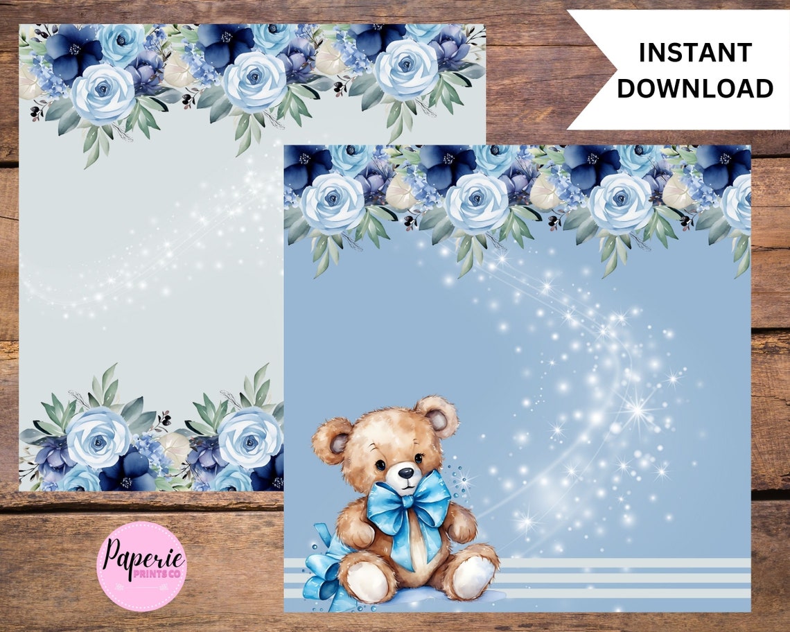 Baby Boy Scrapbook Paper Printable Baby Boy Digital Paper Baby Boy ...