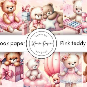 Baby Mädchen Bär Scrapbook Papier, Baby Bär Scrapbook Papier, gemustertes Baby Papier, Teddy Bär Scrapbook Papier, Mädchen Scrapbook Papier