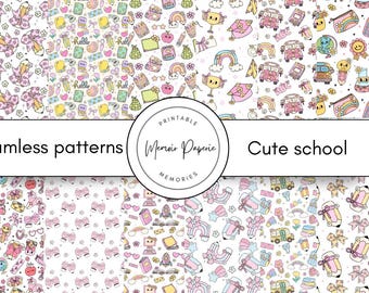 Back to School Seamless Patterns, Scrapbook Paper (Digital Download)