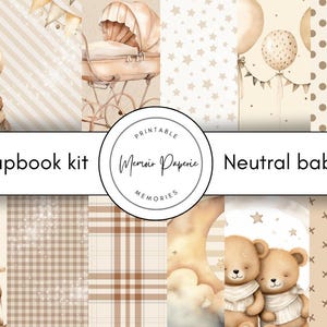 Baby Scrapbook Kit mit hellem Papier und Verzierungen