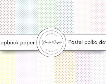 Pastel Polka Dot Scrapbook Paper: 12 JPG Pages (Digital Download)