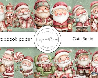 Christmas Santa Scrapbook Paper (Digital Download)