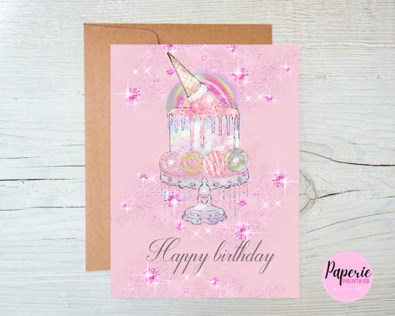 Cute Birthday Card for Girl Printable Birthday Card for Kids - Etsy
